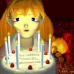 cake and Asuka and fireplace